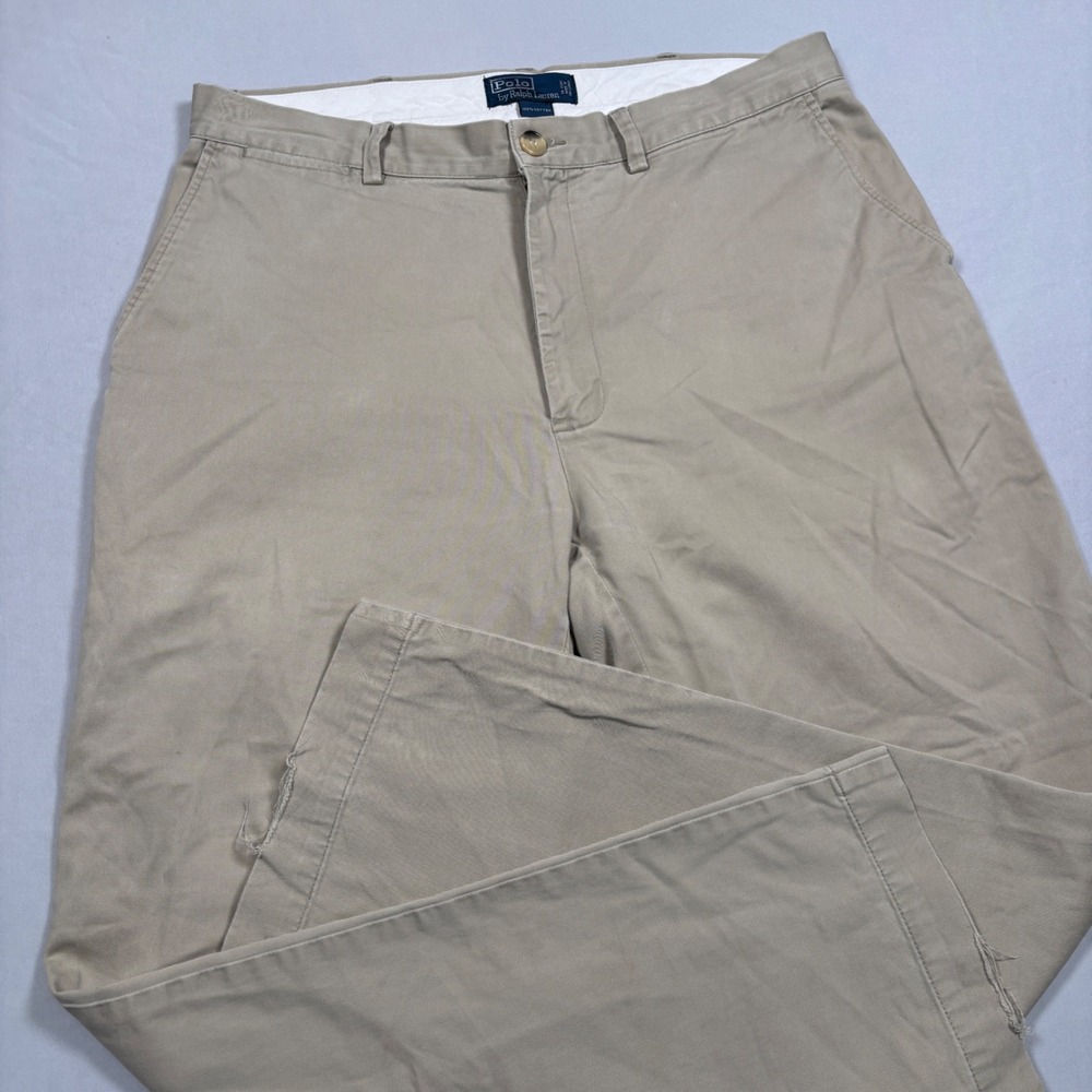 Polo Ralph Lauren Classic Chino Pants Mens 36x32 Tan Khaki Cotton Straight Leg